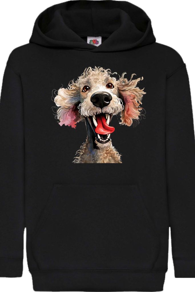 Kinder Kapuzenpullover Funny Dogs Breeds Standard Poodle Dog Breed 010, 7-8 Jahr - 128 / Schwarz