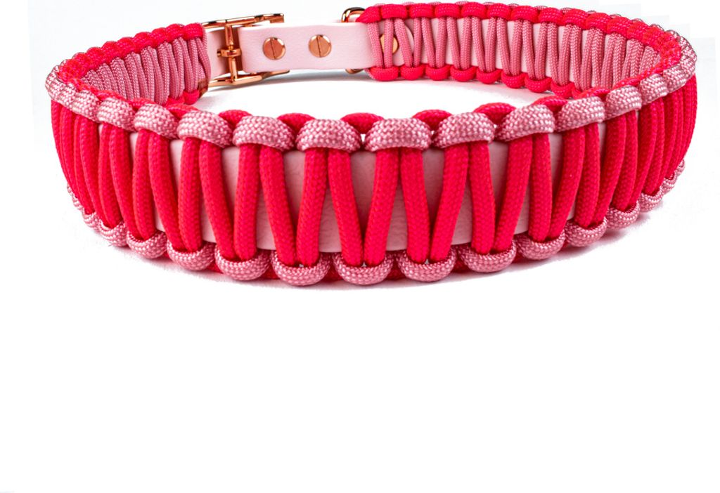 Hundehalsband Lori Tierluxe - Handgemacht, Paracord, Biothane – XS Halsumfang 20-25 cm / Rosa
