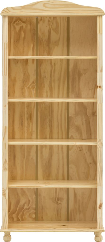 Möbilia Bücherregal mit 4 Böden | Kiefer-Holz massiv | B 77 x T 30 x H 180 cm | natur | 19020009 | Serie REGAL