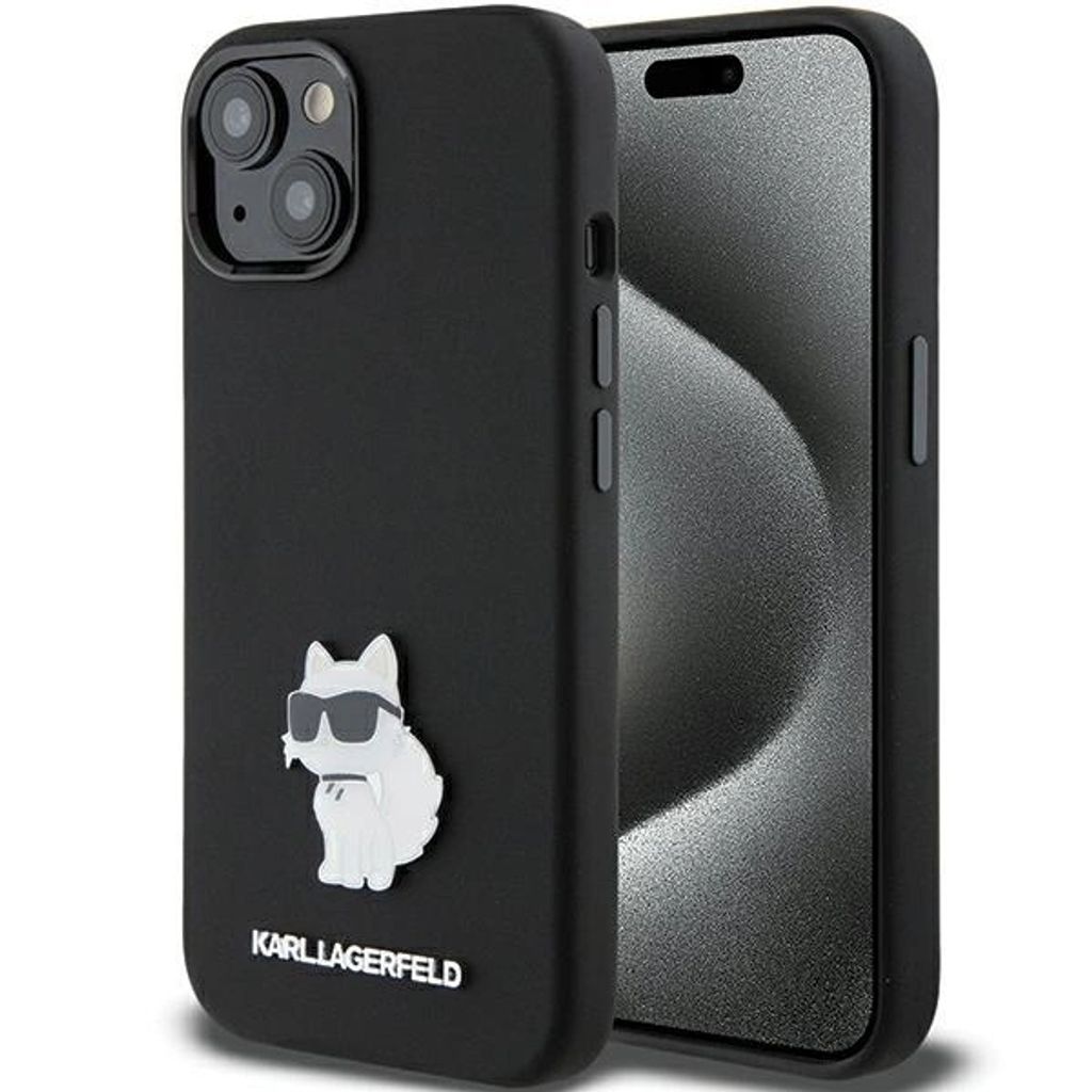 Karl Lagerfeld Silikon Choupette Metall Pin - iPhone 15 Produktbild 