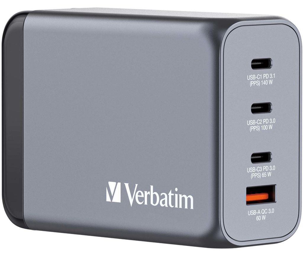 Verbatim GNC-240 GaN Charg. 240W 3xUSB-C PD, 1xUSB-A QC 3.0 Produktbild 