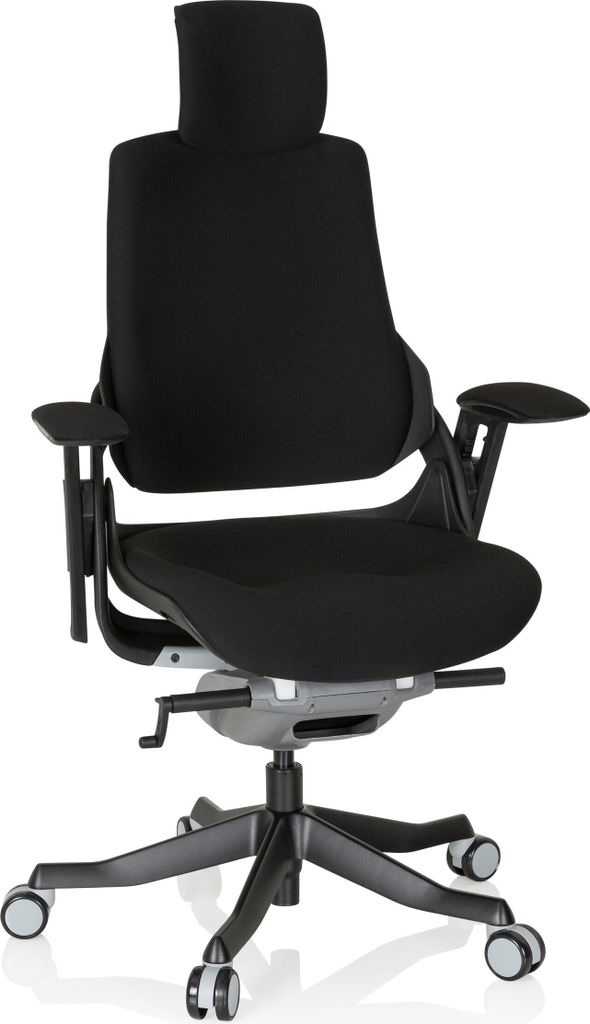hjh OFFICE Profi Bürostuhl SPEKTRE BLACK Ergonomischer Schreibtischstuhl mit Armlehnen (höhenverstellbar) Stoff Schwarz Drehstuhl für Büro, Zuh...
