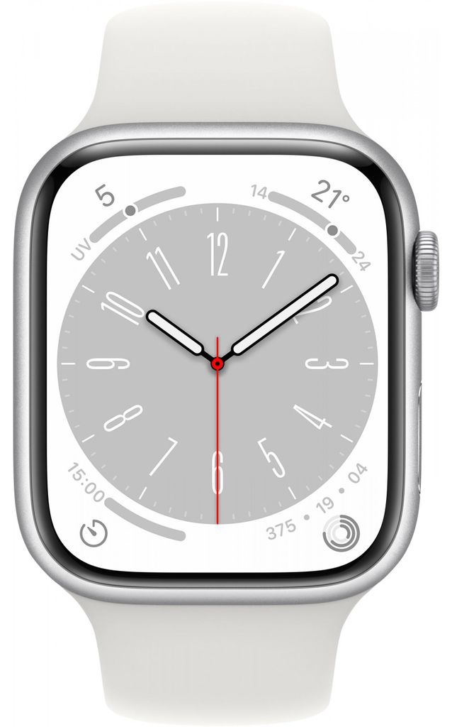 Apple Watch Series 8 GPS 45mm Aluminium silber Sportarmband Produktbild 
