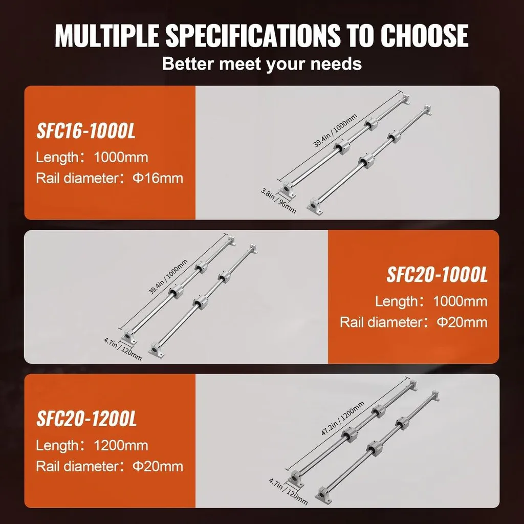 Kit de Guidage Linéaire SFC20 avec Arbres de 1000mm et Roulements