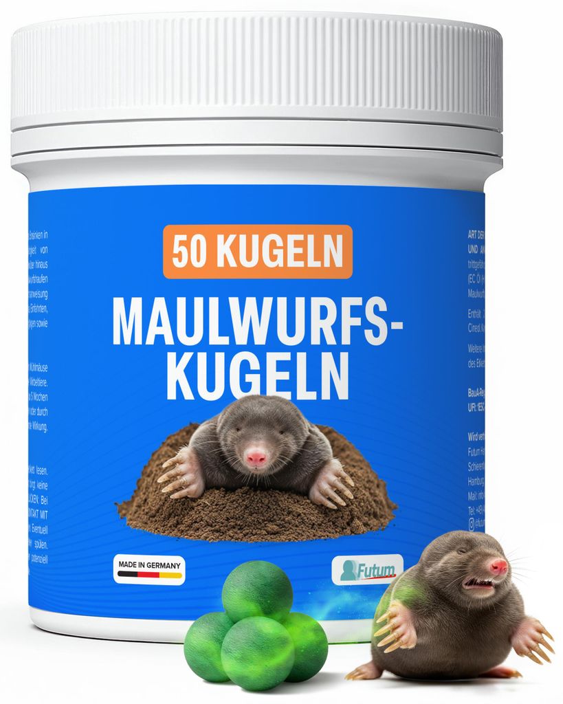 FUTUM 50er Pack Maulwurfs-Kugeln Maulwurfschreck Abwehr Produktbild 