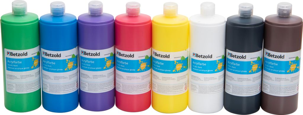 Acrylfarben 8er-Set je 1 Liter, cremig, vegan, mit Produktbild 