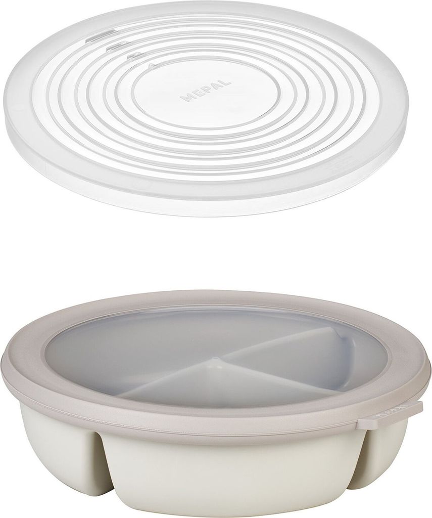 Mepal | Bento-Schüssel Starter-Set | inkl. Mikrowellendeckel | Multischale mit 3 Fächern | rund Cirqula | Frischhaltedose luftdicht | Meal-Prep-B...