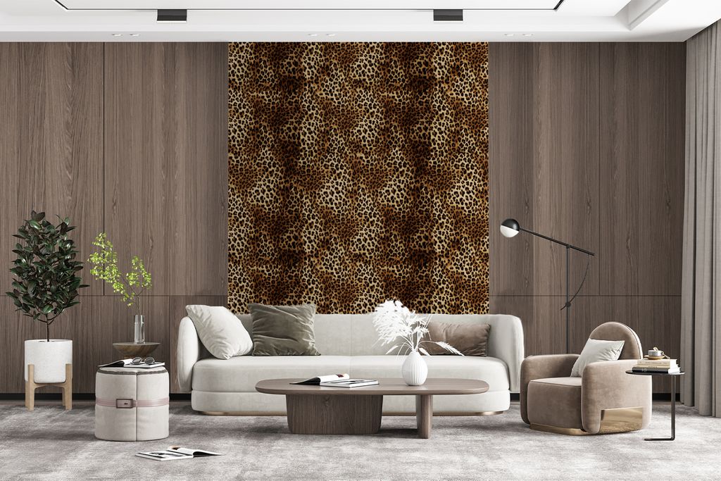 MuchoWow Fototapete für Wohnzimmer oder Schlafzimmer Wandtapete Vinyl Motivtapete Leopard - Muster - Tiere - 190x260 cm - Papiertapete
