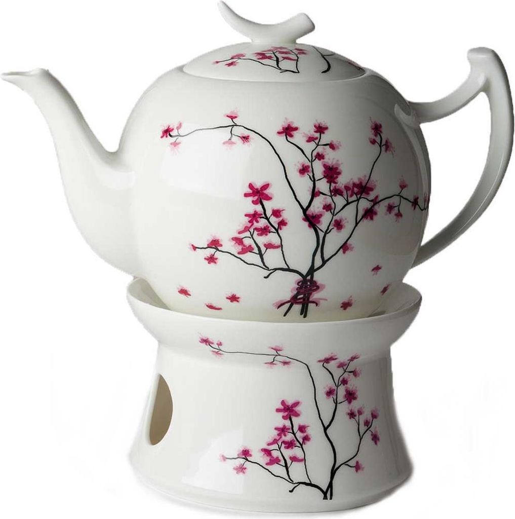 Dekomiro TeaLogic Cherry Blossom Tekanne 2L mit passendem großem Stövchen