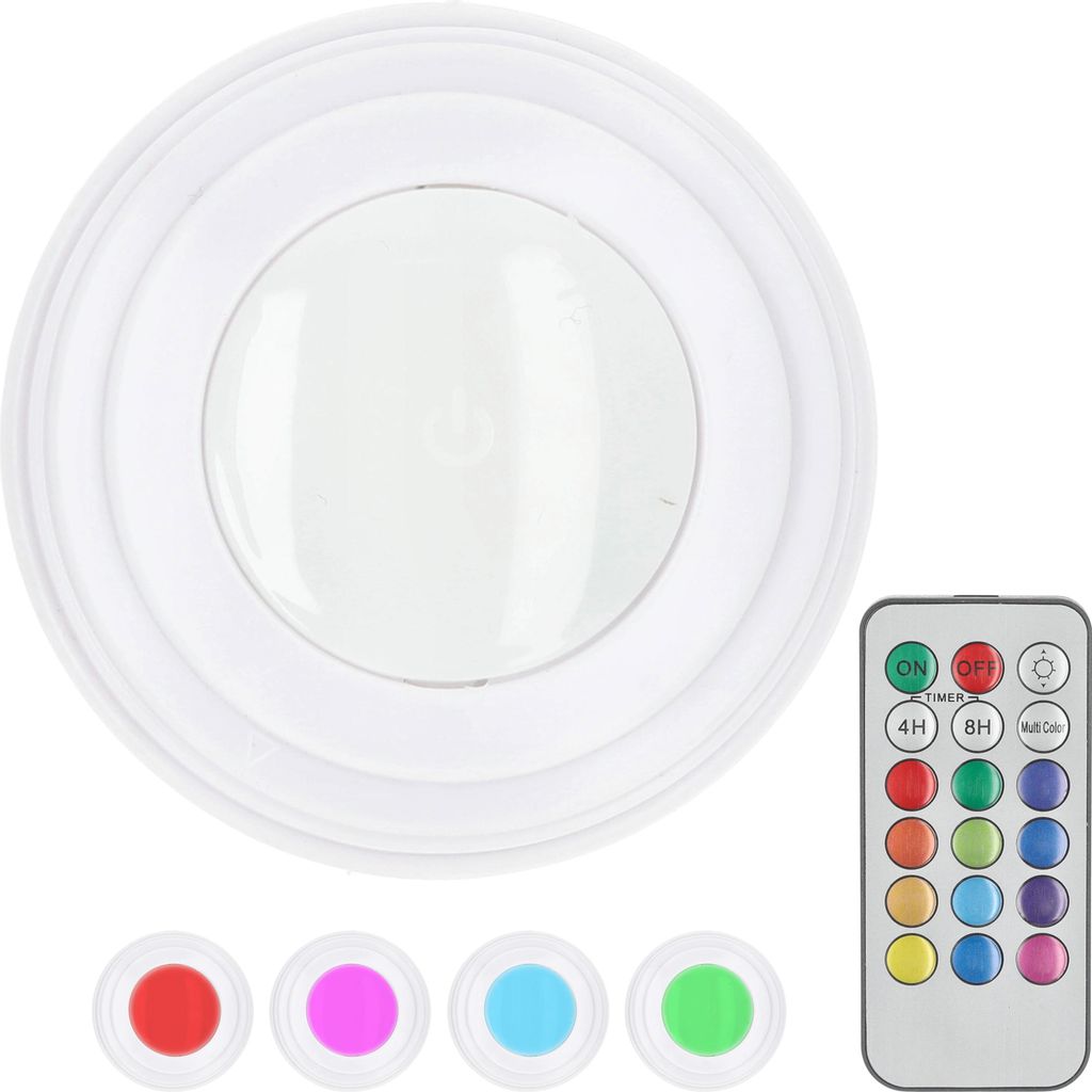 Set di 5 luci LED adesive bianche RGB a 12 colori, Ø 7 cm, Immagine del prodotto 