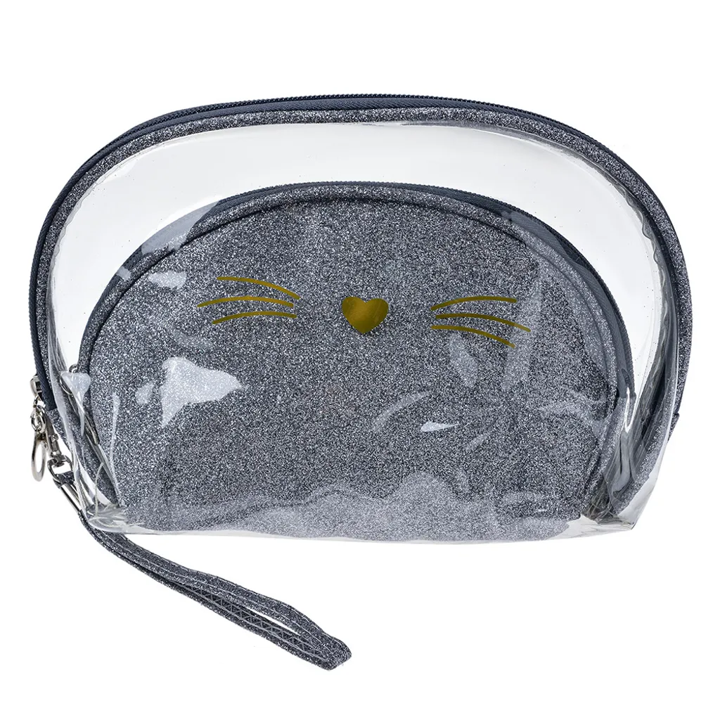 Set 2 Trousse Makeup Juleeze Gatto Argento | Organizer Donna Fashion