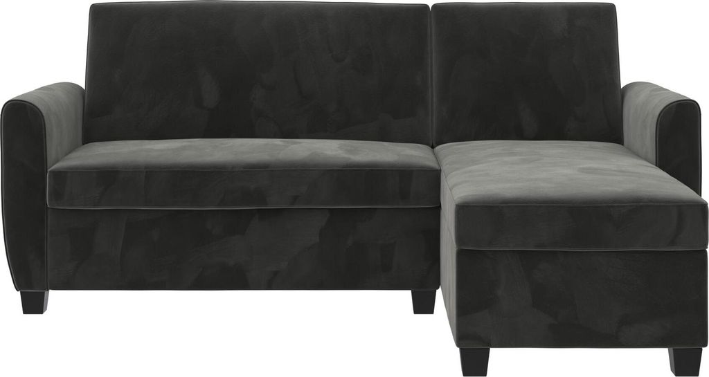 Noah | Schlafsofa 3 Sitze mit Chaise Lounge aus Samt Grau