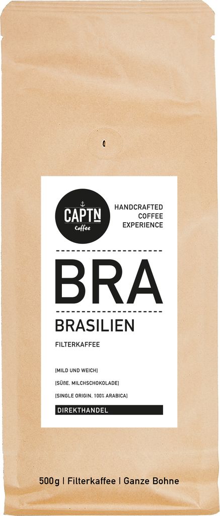 BRASILIEN Kaffee ganze Bohne | Mild und weich, Milchschokolade, Süße | 500g | Specialty Coffee aus Direkthandel