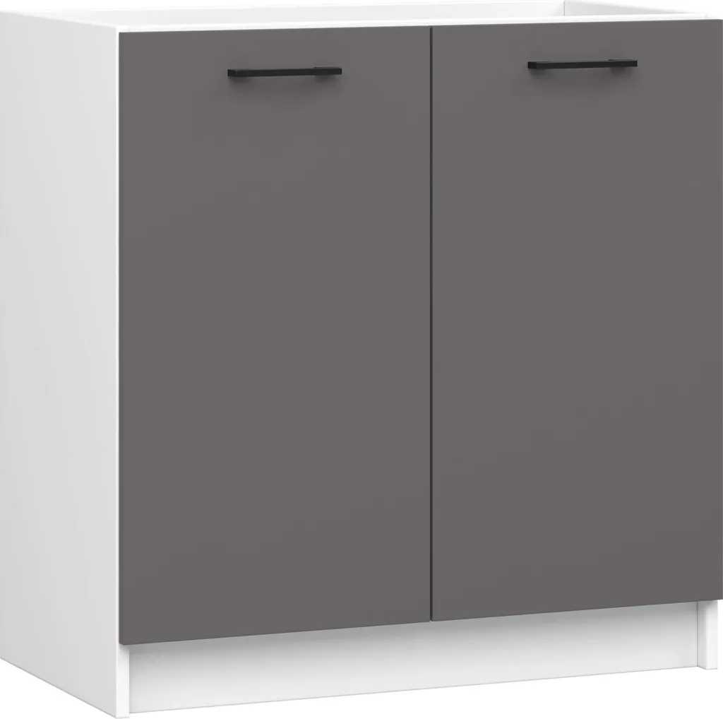 Meuble Bas de Cuisine Oliwia 80cm avec Plan de Travail Gris et Blanc