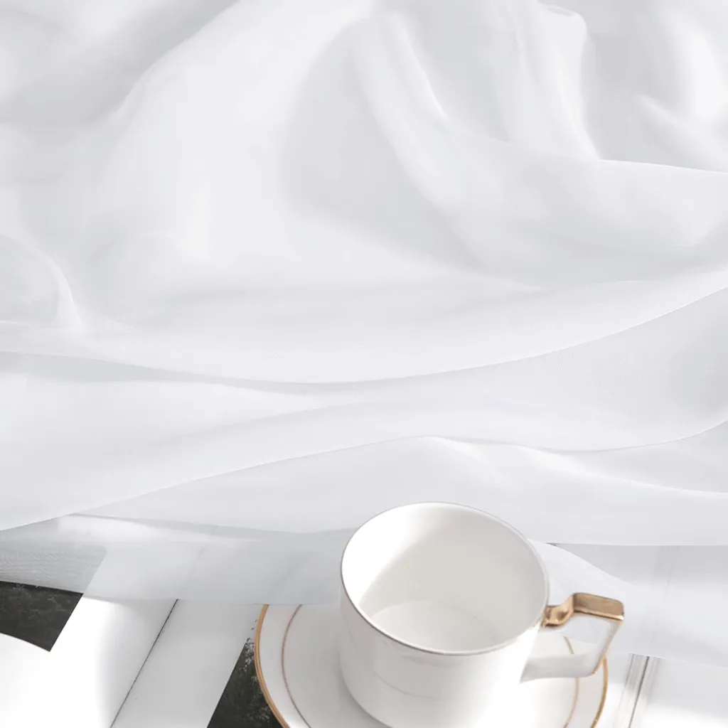 Rideau d'Extérieur Design Romantique Blanc pour Terrasse et Jardin