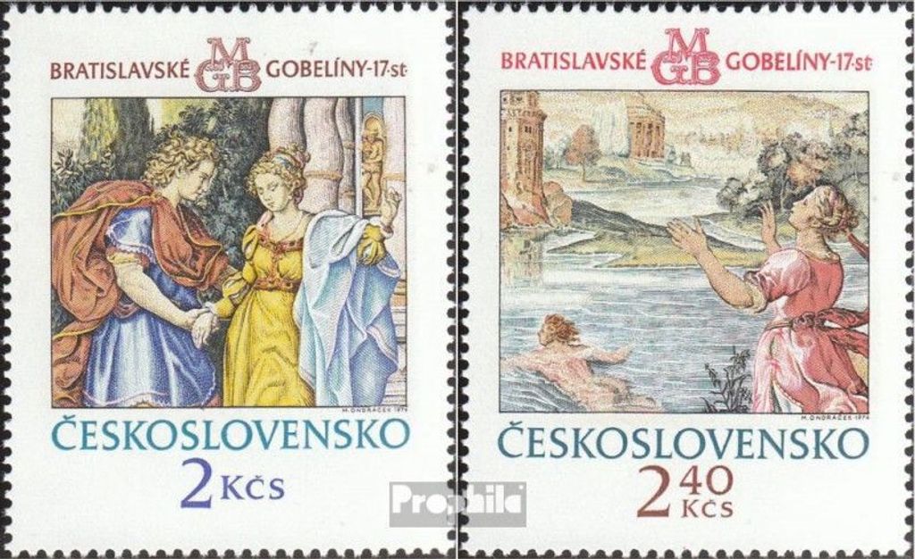 Briefmarken Tschechoslowakei 1974 Mi 2214-2215 (kompl.Ausg.) postfrisch Wandteppiche
