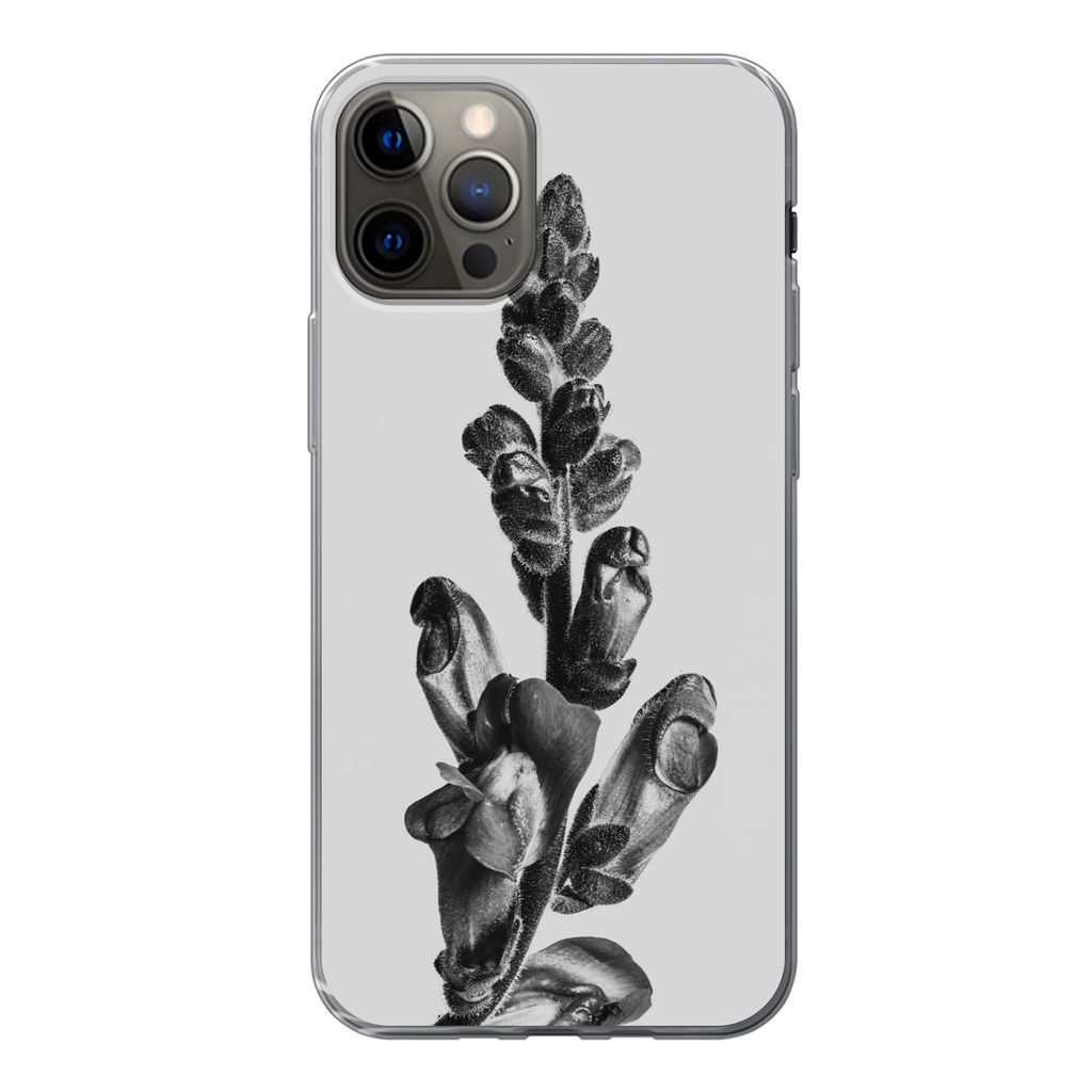 MuchoWow Handyhülle Schutzhülle Hülle für iPhone 13 Pro Pflanze - Schwarz - Weiß - Abstrakt Silikon Softcase Handy Hülle - Handy-Tasche