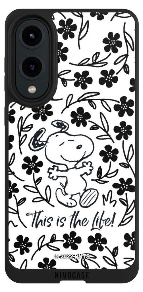 NIVOCASE Handyhülle für Samsung Galaxy S25 Edge Hülle NIVOpure Case Schwarz Blumen Peanuts Snoopy