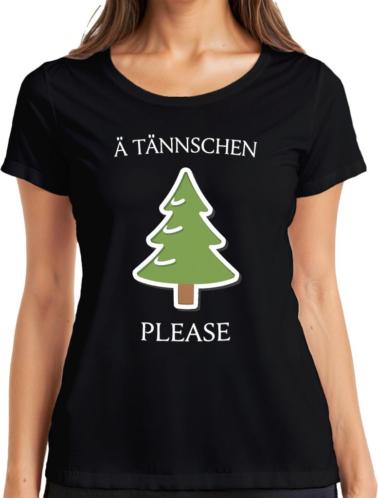 Ä TÄNNSCHEN PLEASE Weihnachten Weihnachtsbaum sächsisch Sachse Damen T-Shirt, Schwarz, 3XL