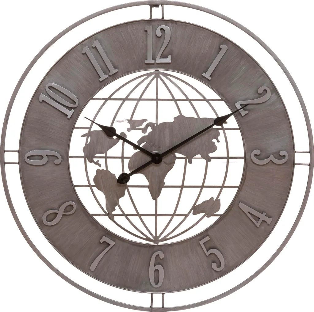 Orologio Mappamondo EARTH 68cm Grigio - Ideale per Famiglie e Uffici