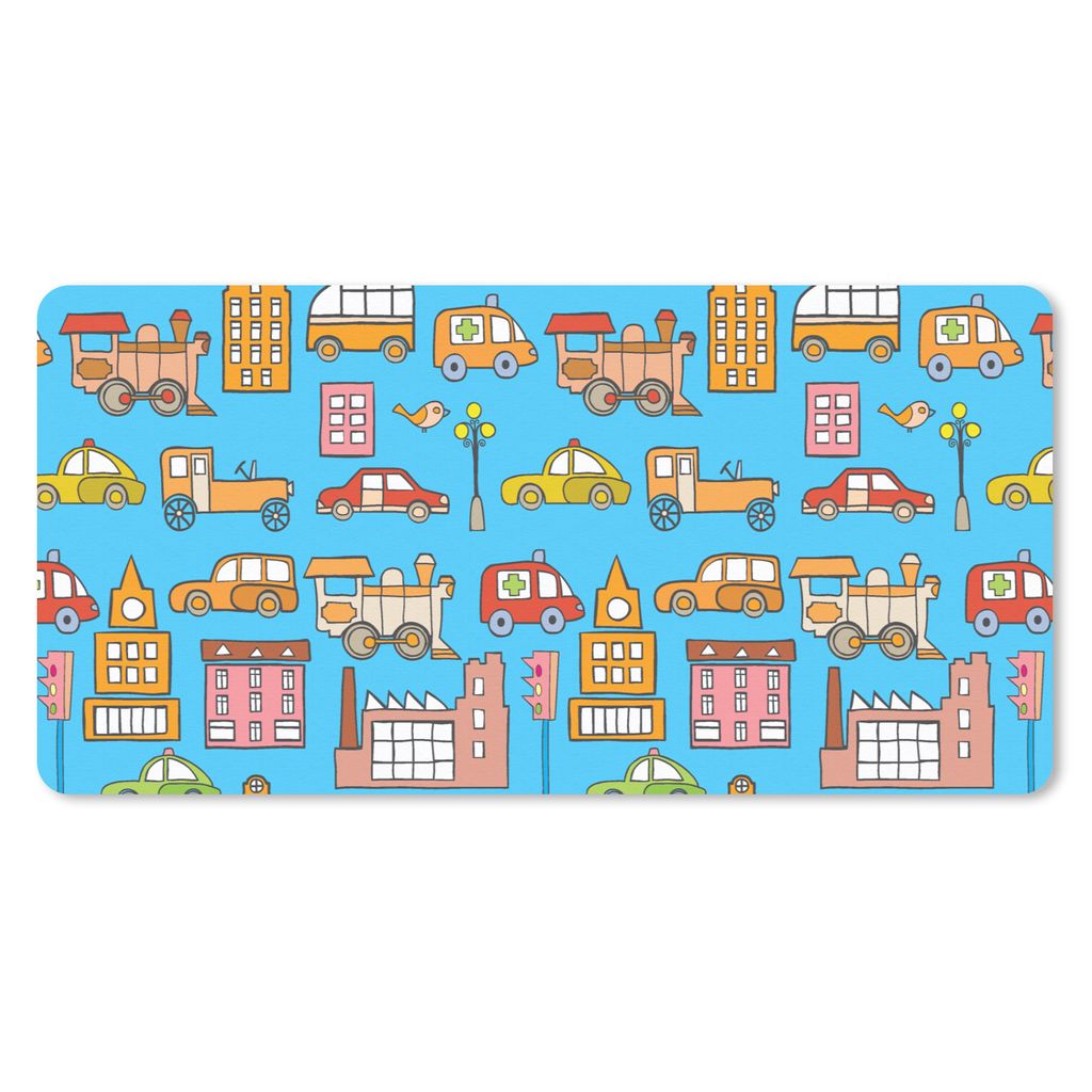 MuchoWow Mauspad Mousepad Muster - Auto - Haus 60x30 cm - Mousepads - Maus Mat - Pad - Mausunterlage - Nachhaltig