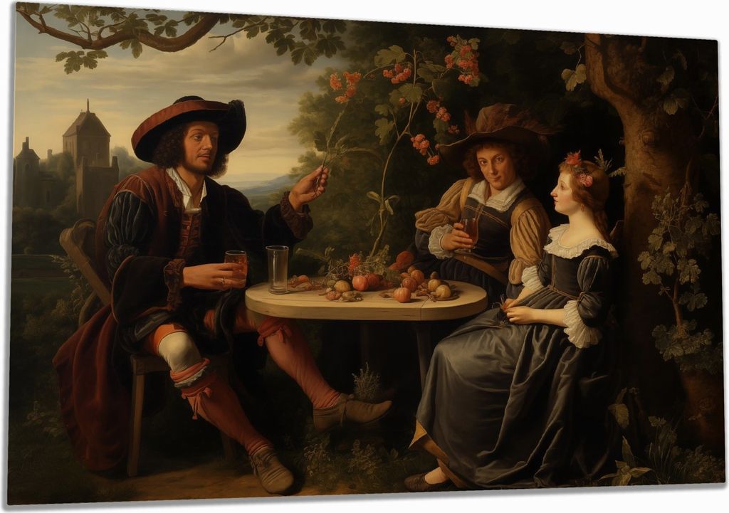 Wallario Herdabdeckplatte aus Glas, Größe 80 x 52 cm 1-teilig, Motiv Gesellige Runde