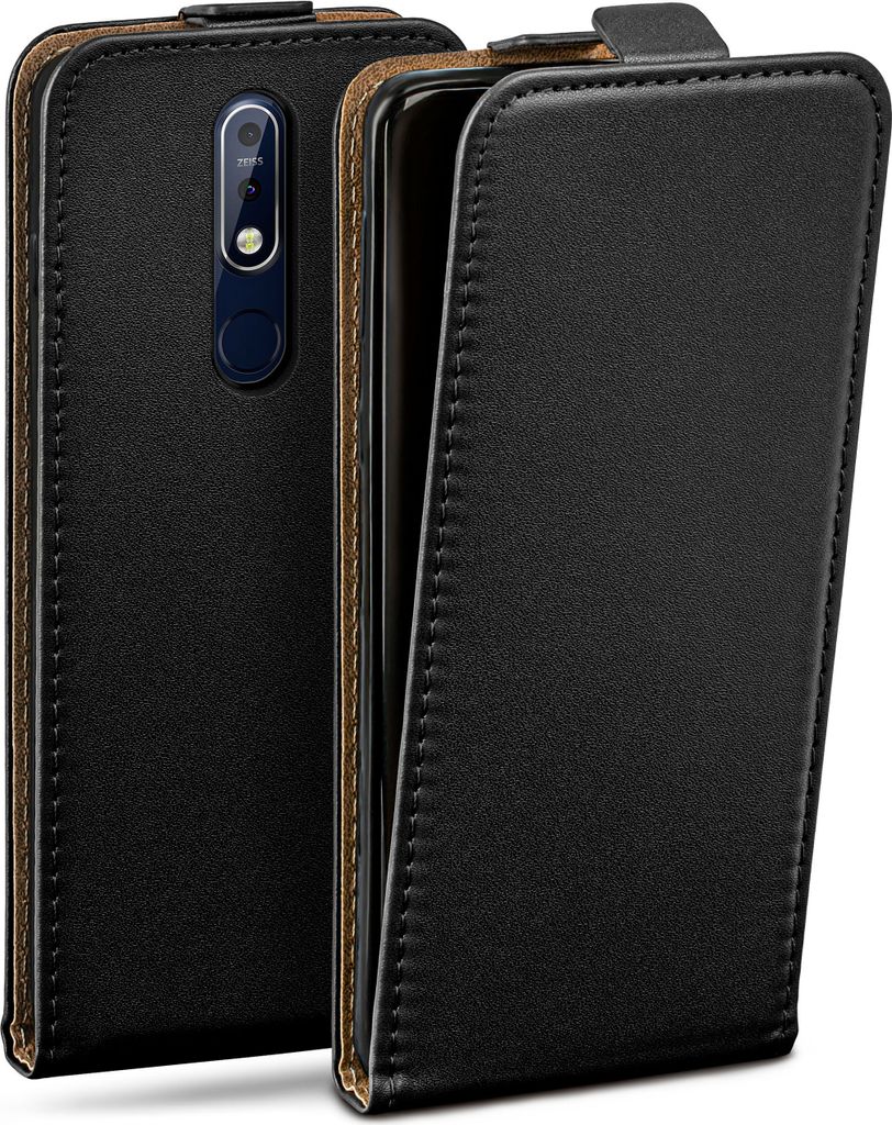 moex Flip Case kompatibel mit Nokia 7.1 - Hülle mit 360 Grad Schutz, Schwarz