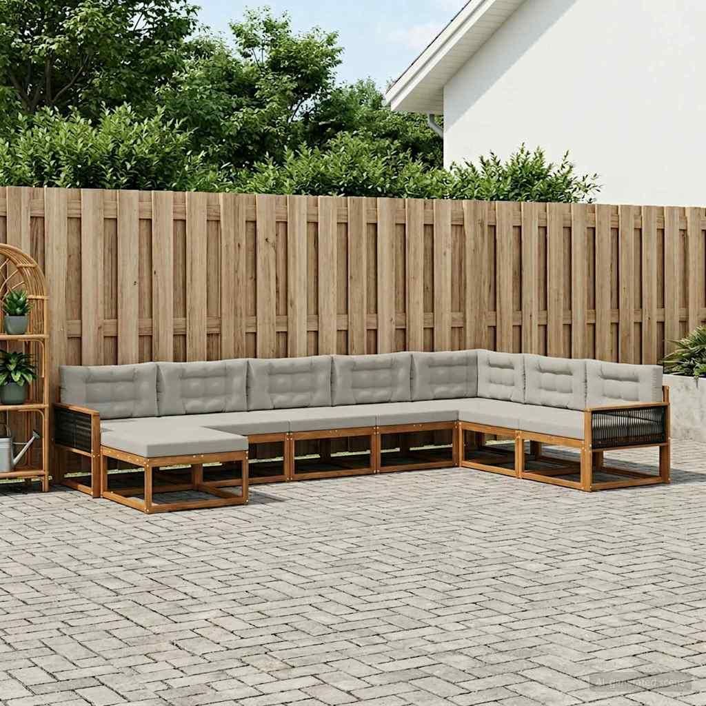 Möbel Outdoor-Sofagarnitur mit Kissen 8 pcs Natürlich und HellgrauGartensofas - Gartensofas c994