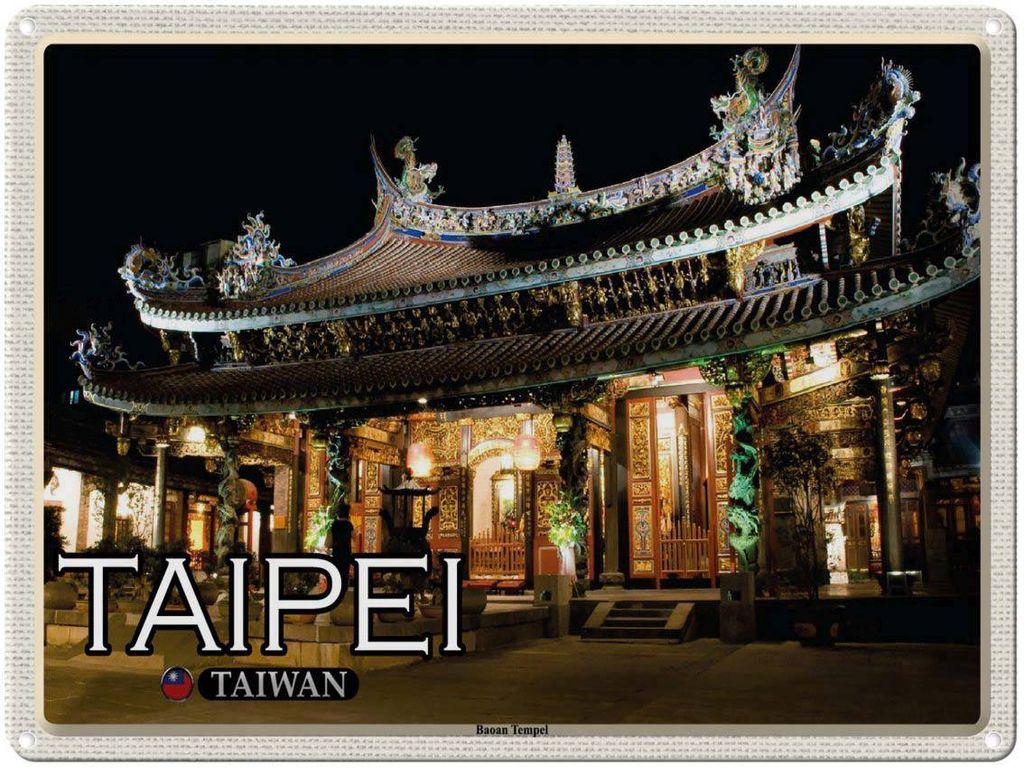 vianmo Blechschild 30x40 cm Taipei Taiwan Baoan Tempel Bildmotiv Reisemotiv Abenteuer Reisen