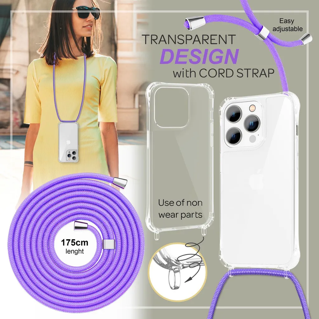 Cover a Tracolla iPhone 14 Pro Viola - La Soluzione per Genitori - 3