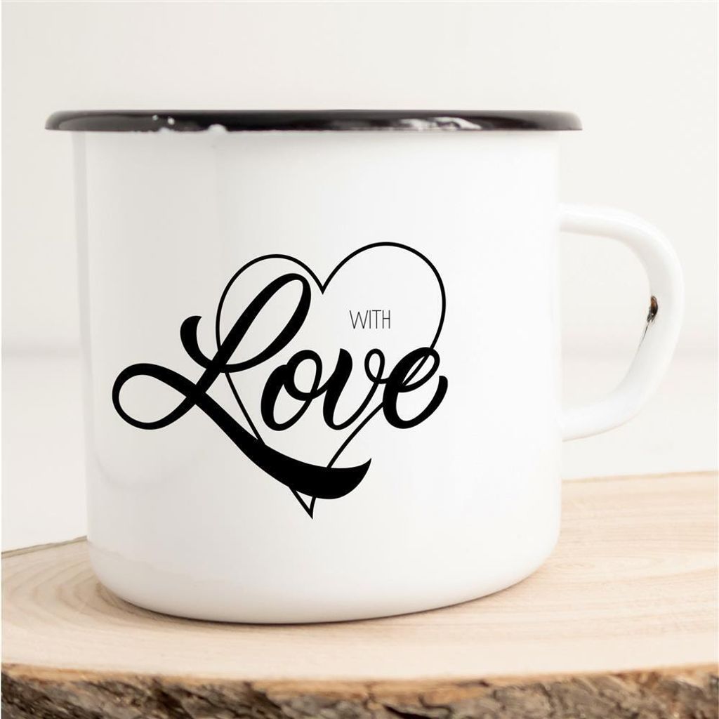 Huuraa Emaille Tasse with Love Geschenk Kaffeebecher Produktbild 