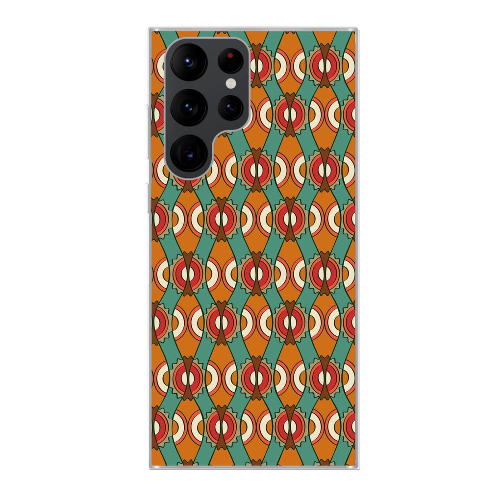 MuchoWow Handyhülle Schutzhülle Hülle für Samsung Galaxy S22 Ultra Design - Retro - Orange - Abstrakt Silikon Softcase Handy Hülle - Abbildung