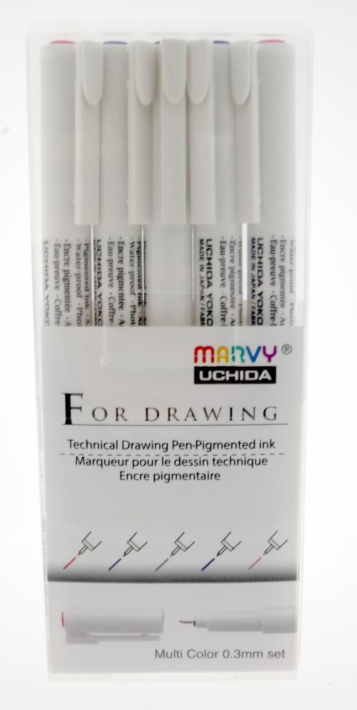 Marvy Uchida Fineliner Set - technische Stifte 0,3mm 5 Farben