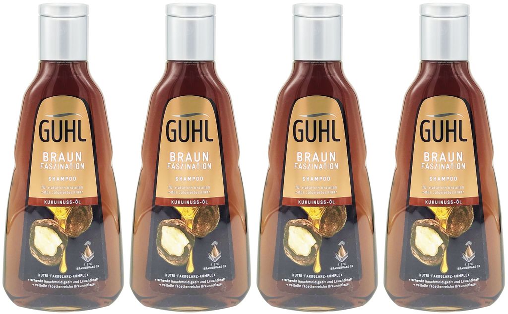 4x Guhl Shampoo BRAUN FASZINATION 250ml mit Kukuinuss-Öl Produktbild 