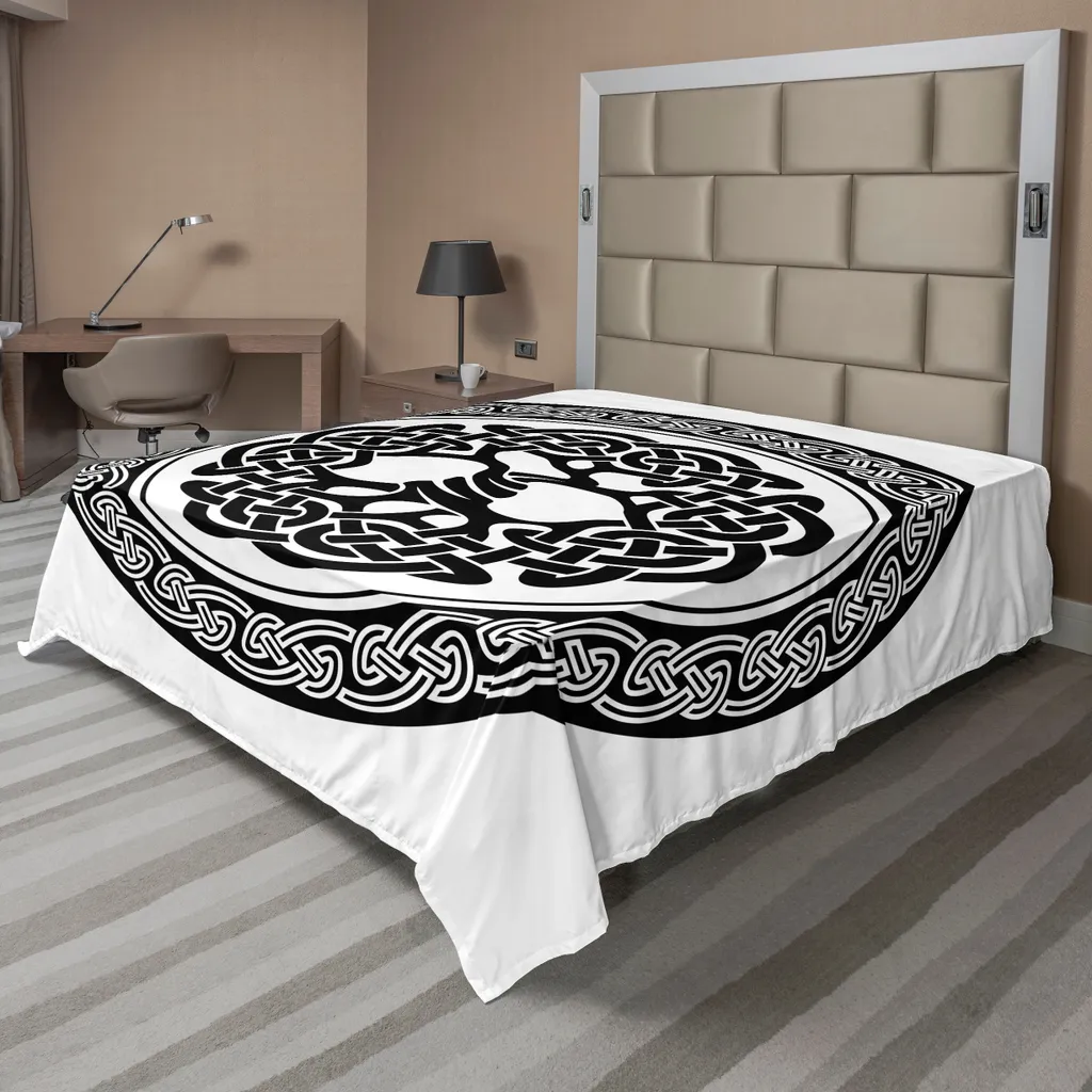 Drap plat anti-plis Arbre de Vie 275x260cm - Literie douce et décorative
