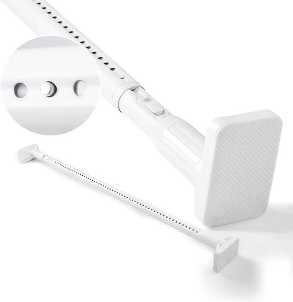 Barre de douche extensible 260 cm blanche sans perçage finition métal
