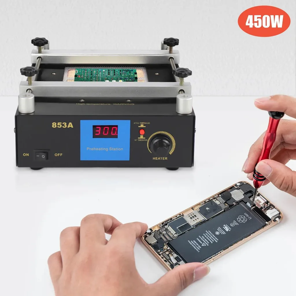 Station préchauffage numérique 853A 450W surface 12x12cm PID Précis