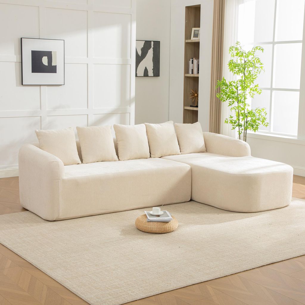 okwish Sofa Modulares Wohnzimmersofa 4-Sitzer Ecksofa mit Kissen und Armlehnen Schlafsofa mit rutschfestem Boden Loungesofa Chenille-Stoff Recamier...
