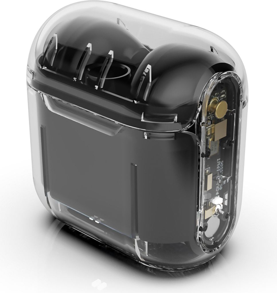 PRIXTON Kabellose In-Ear-Kopfhörer TWS162 mit Bluetooth 5.2, ENC und HiFi-Technologie, transparentes schwarzes Design