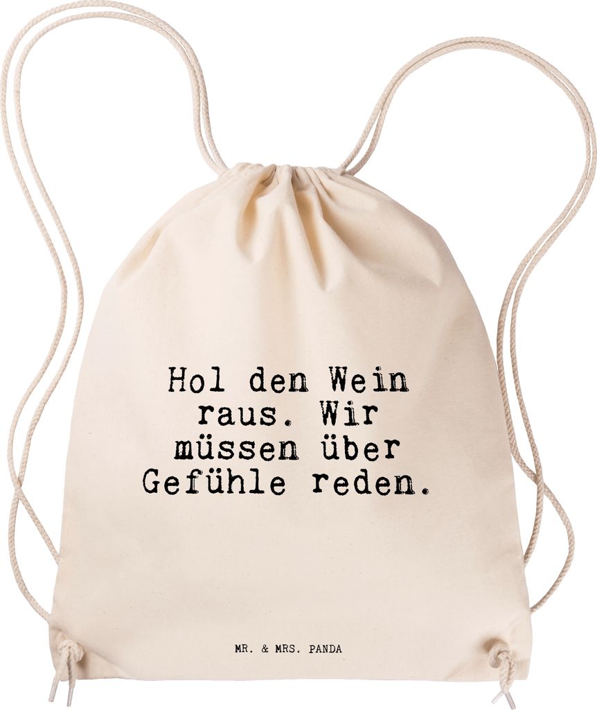 Mr. & Mrs. Panda Sportbeutel Hol den Wein raus.... - Transparent - Geschenk, Mitbringsel, festival rucksack, sporttasche klein, Spruch, lustig, Spr...