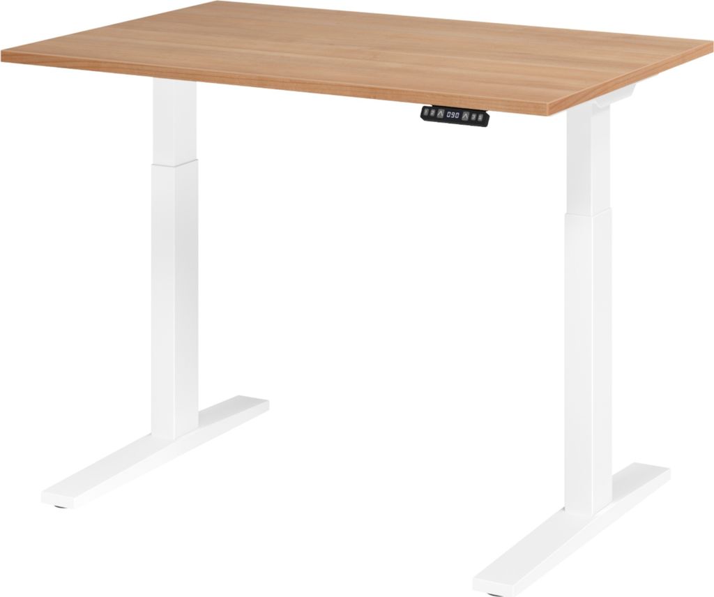bümö Schreibtisch elektrisch XMKA - Größe: 120 x 80 cm, Nachbildung: Nussbaum, Gestell: Weiß