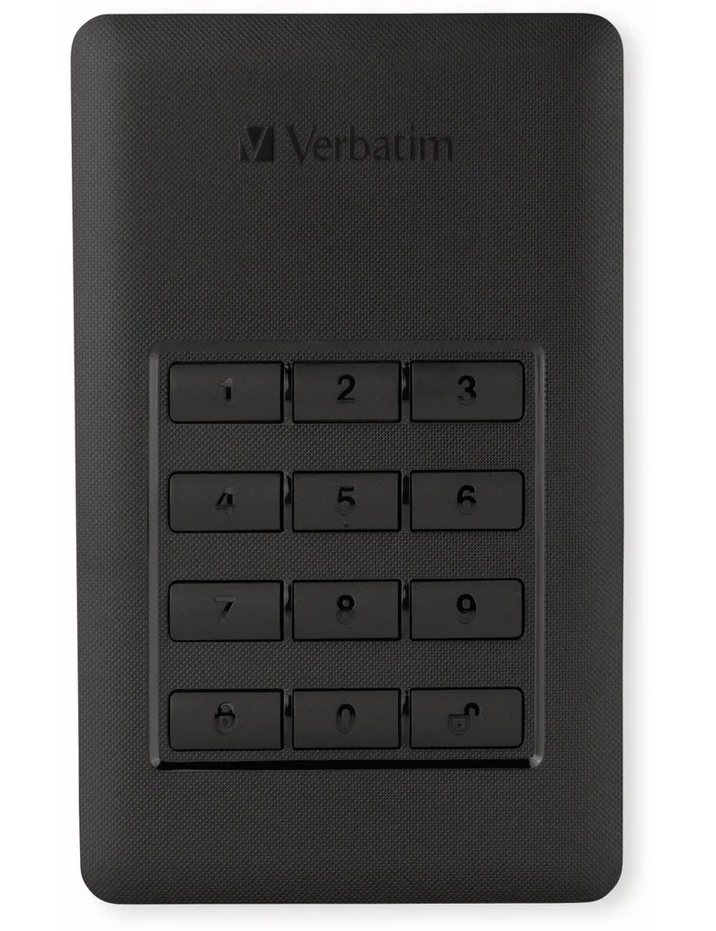 Hard Disk Verbatim 1TB Secure 53401: USB 3.1 e Keypad AES 256-bit - 25