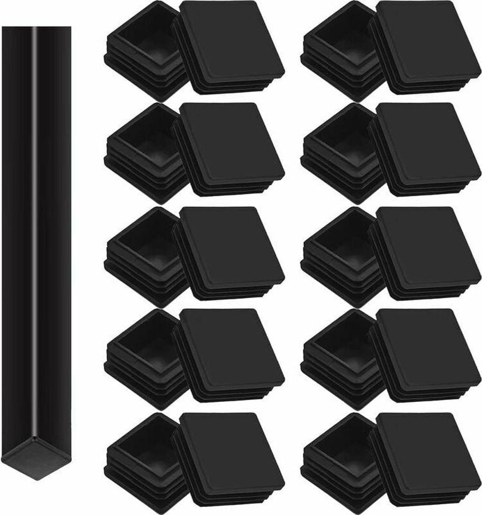 Lot von 20 Bouchons tubulaires carrés, 40 x 40 mm, Bouchons à lamelles pour Tubes carrés, Capuchons de Pieds en Plastic, pour Table, Chaise et P...