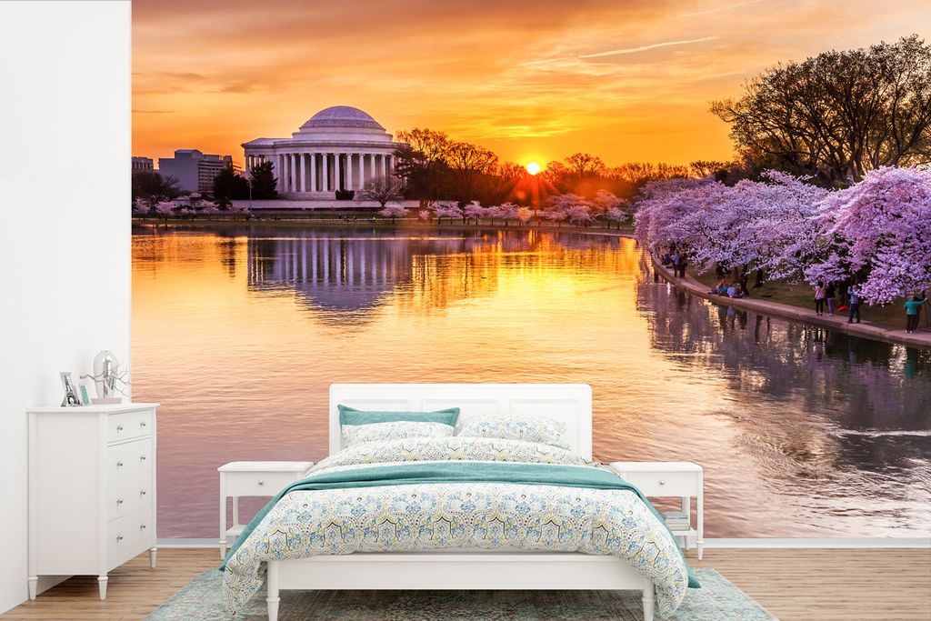 MuchoWow Fototapete für Wohnzimmer oder Schlafzimmer Wandtapete Vinyl Motivtapete Jefferson-Denkmal Washington DC - 525x350 cm - Das Hintergrund...