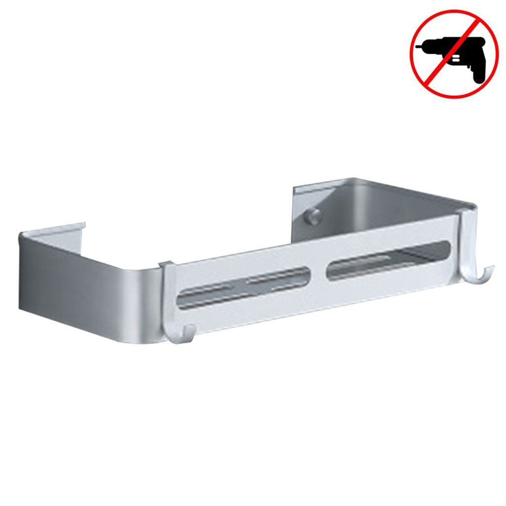 Dusch-Eckregal, Duschkorb aus Aluminium, Badezimmerregal – Starker Kleber (kein Bohren erforderlich), Abnehmbare Haken, Rostfreier Aluminiumkorb,...