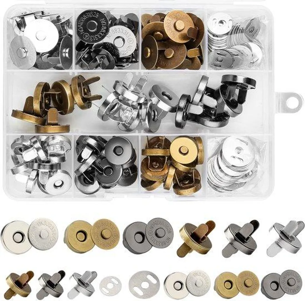Boutons magnétiques 14mm et 18mm - Lot de fermoirs aimantés 3 couleurs