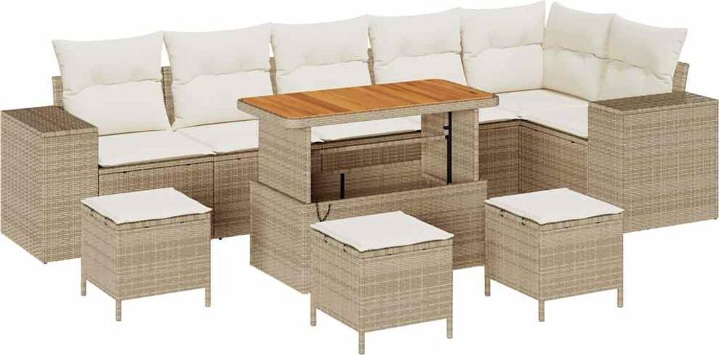 Garten-Sofa-Set 10 pcs Beige Poly-Rattan