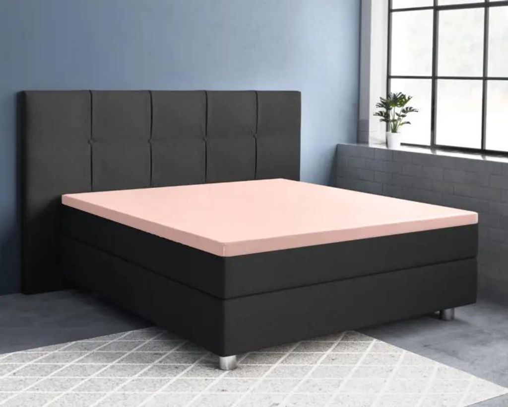 Primaviera Deluxe Topper Satijn Spannbettuch Rosa 160 x 200 cm