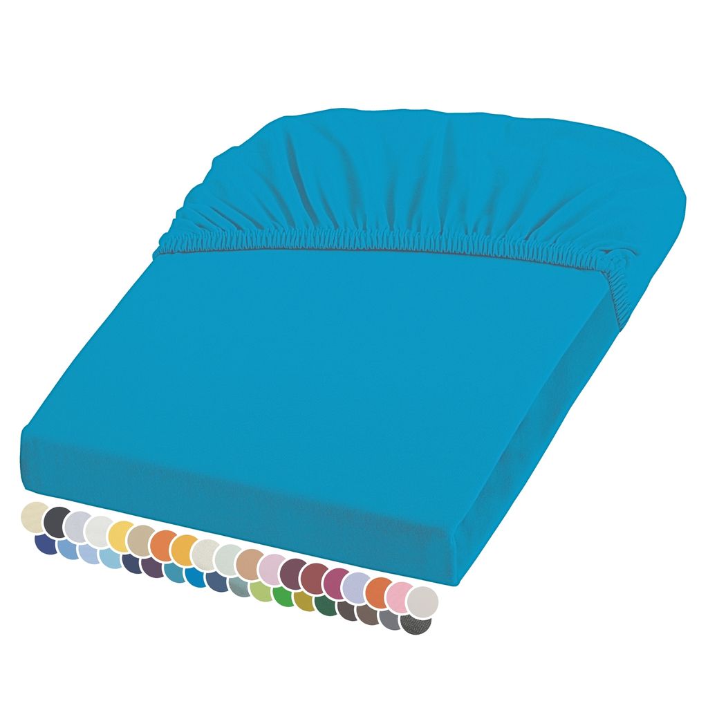 liebling Elasthan Spannbetttuch 200x200 bis 210-220 cm, mit Rundumgummizug, faltenfrei & atmungsaktiv, Matratzen bis 26 cm Höhe, meeresblau