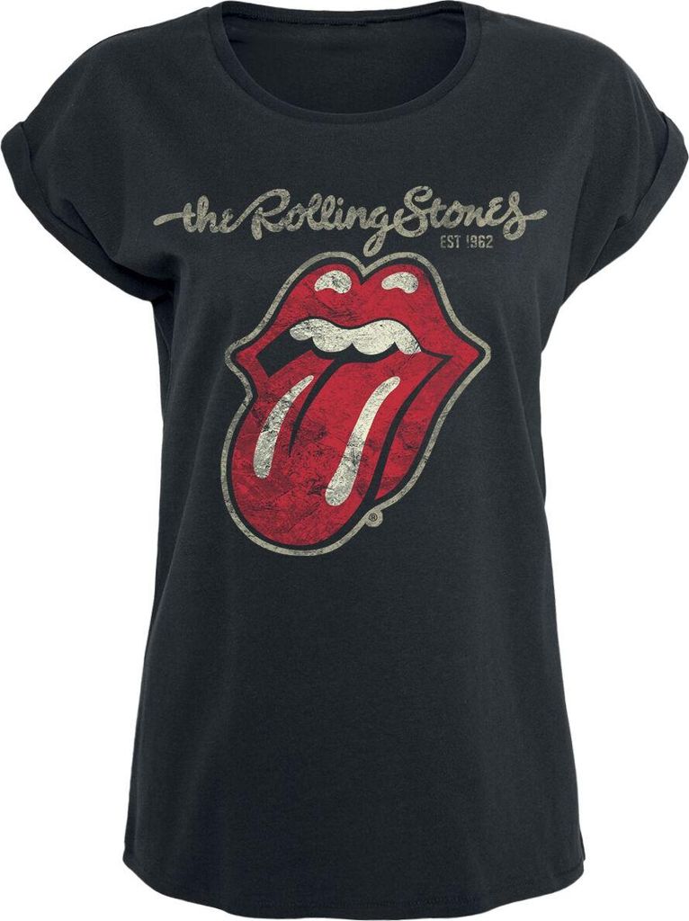 The Rolling Stones T-Shirt Damen Plastered Tongue schwarz S